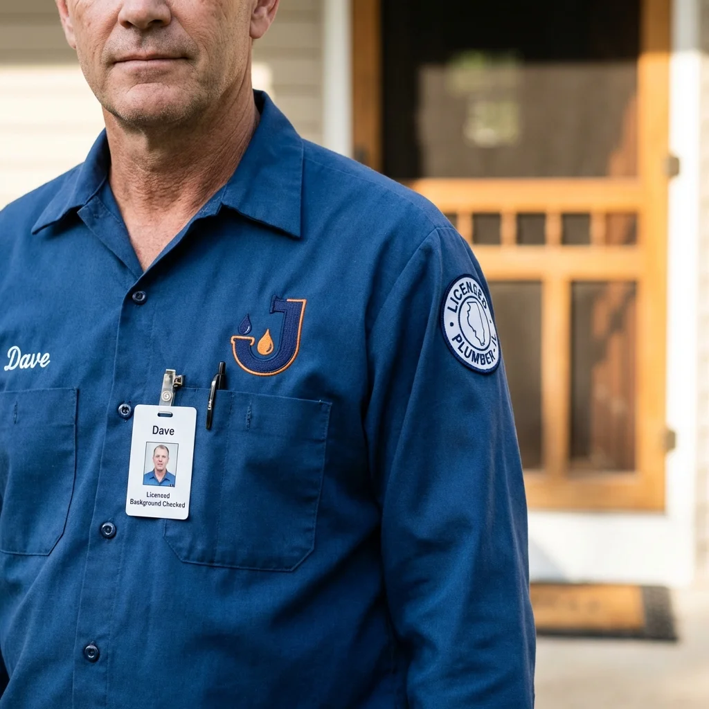 Licensed plumber showing ID badge in Winslow, AZ