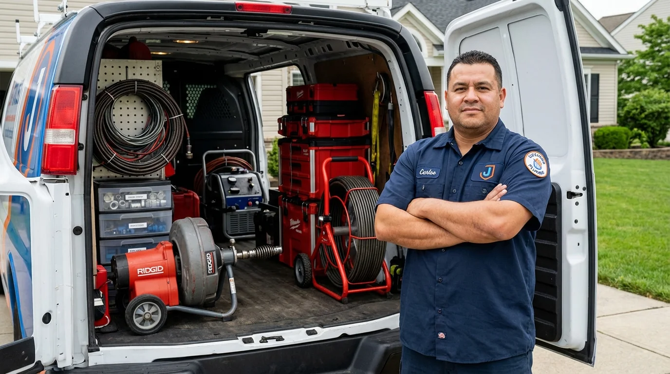 Professional drain cleaning equipment and Johns Plumbing LLC plumber in Winslow